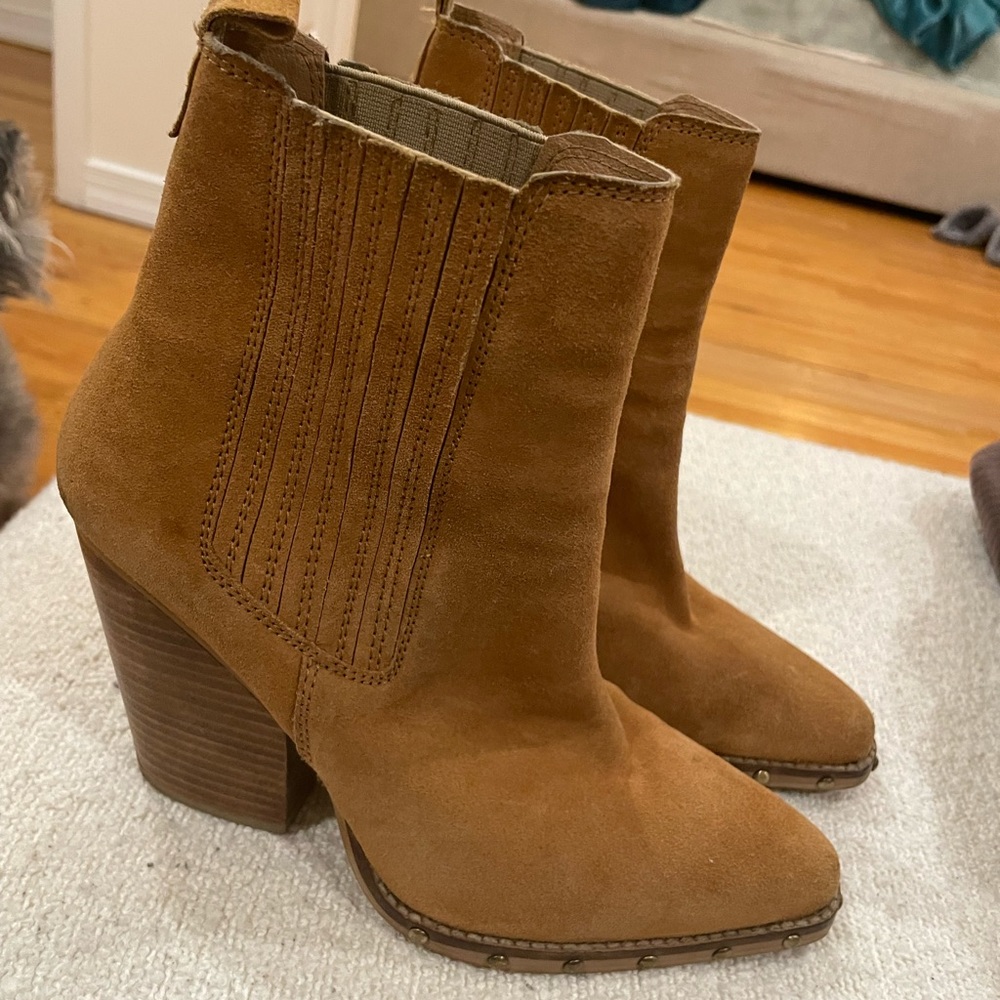 ASOS chic Tan suede cowboy boots